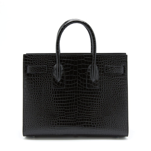 SAINT LAURENT/ YSL SAC DE JOUR CROCODILE EMBOSSED BLACK SHW