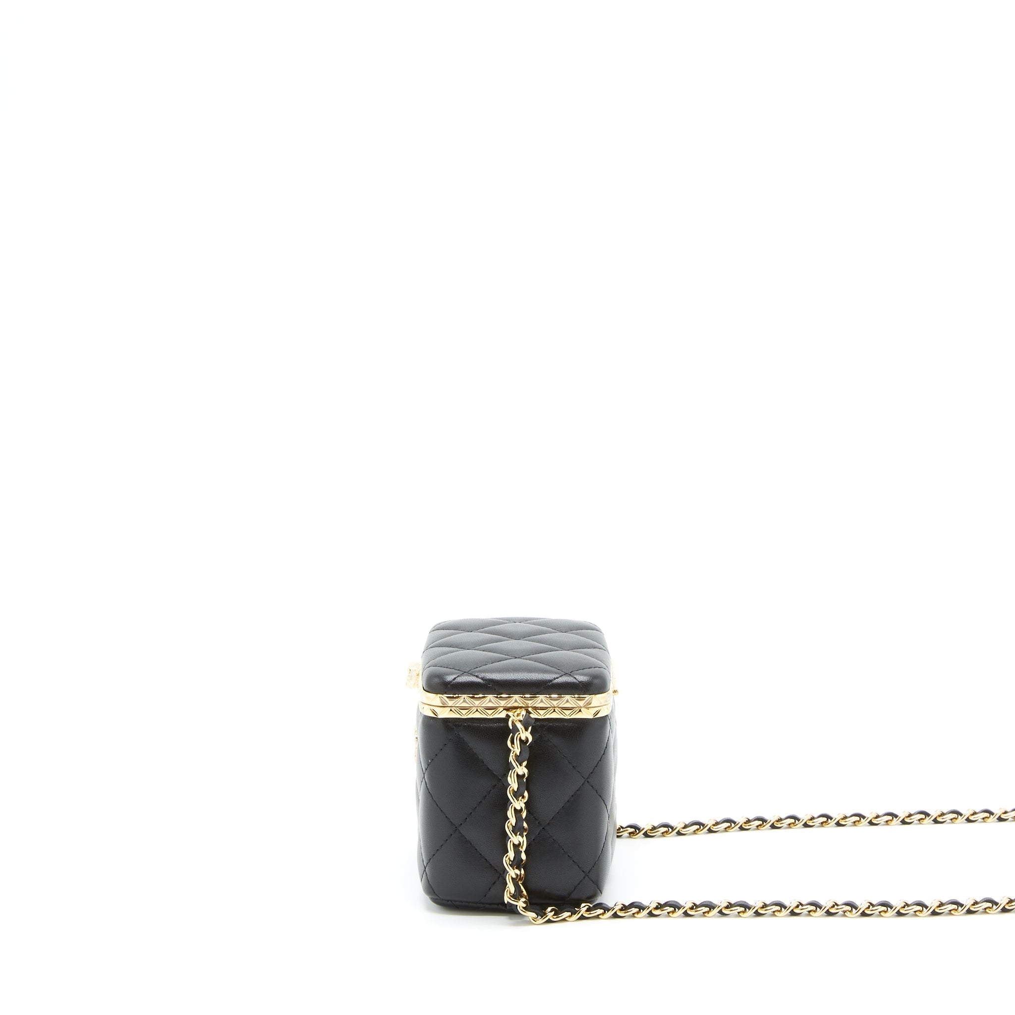 CHANEL SMALL CLIP FLAP VANITY WITH CHAIN LAMBSKIN BLACK GHW