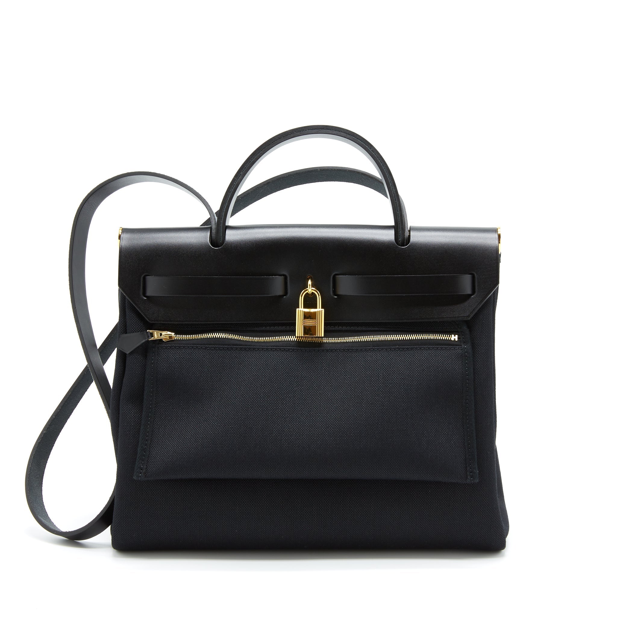 HERMES HERBAG 31 RETOUR BAG BLACK GHW