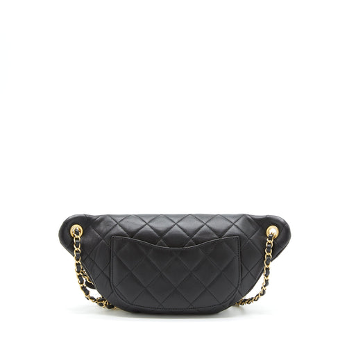 CHANEL ALL ABOUT CHAINS WAIST BAG CALFSKIN BLACK GHW