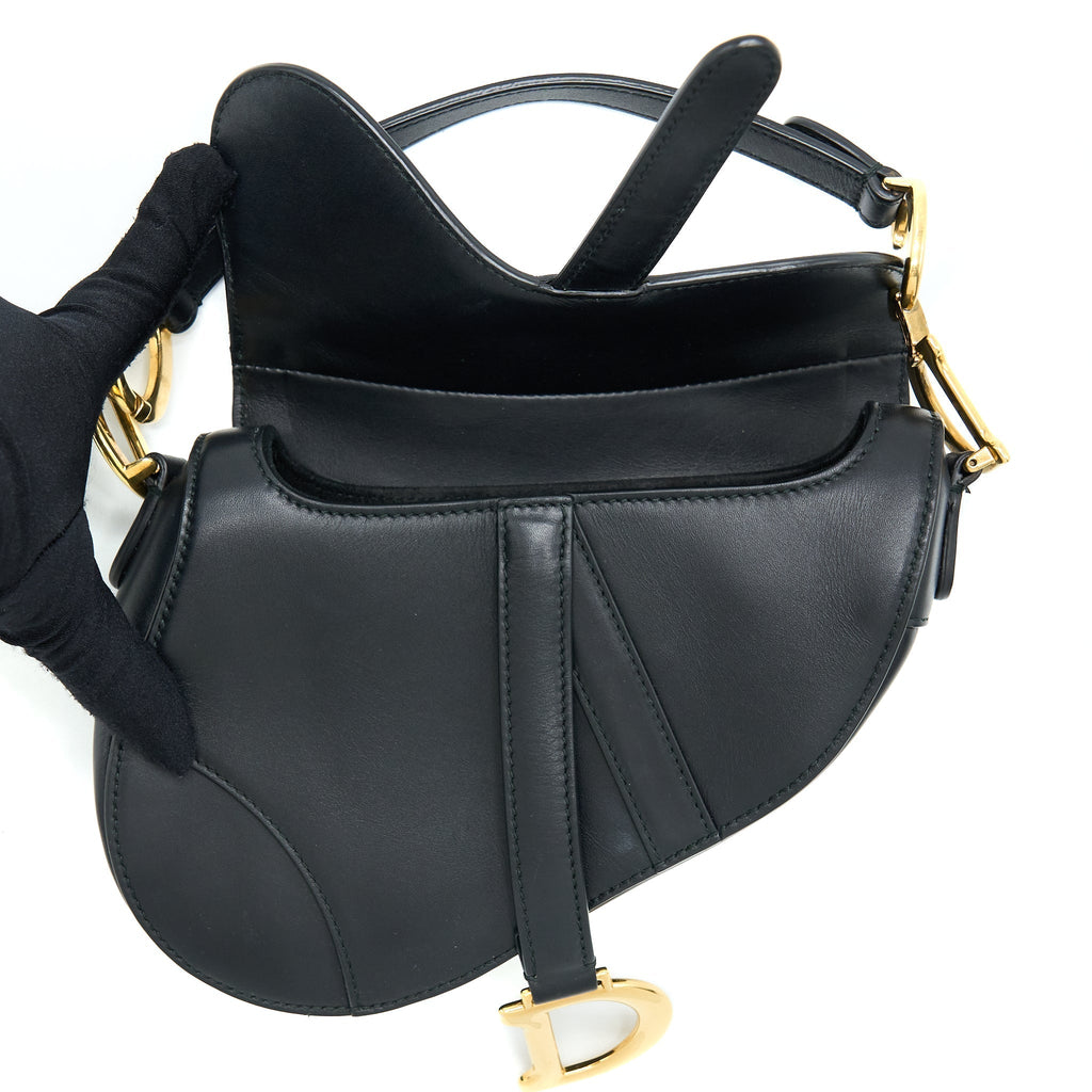 DIOR SMALL SADDLE BAG CALFSKIN BLACK GHW