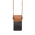 CELINE PHONE POUCH WITH FLAP TRIOMPHE CANVAS /LAMBSKIN TAN