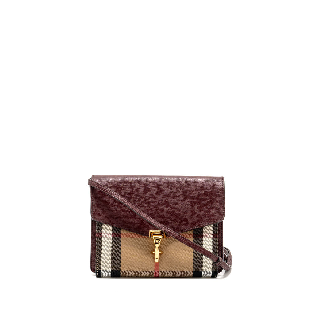 BURBERRY HOUSE CHECK CROSSBODY BAG CANVAS/ CALFSKIN LEATHER MULTICOLOUR BROWN GHW
