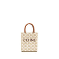 CELINE MINI VERTICAL CABAS TRIOMPHE CANVAS/CALFSKIN WHITE GHW
