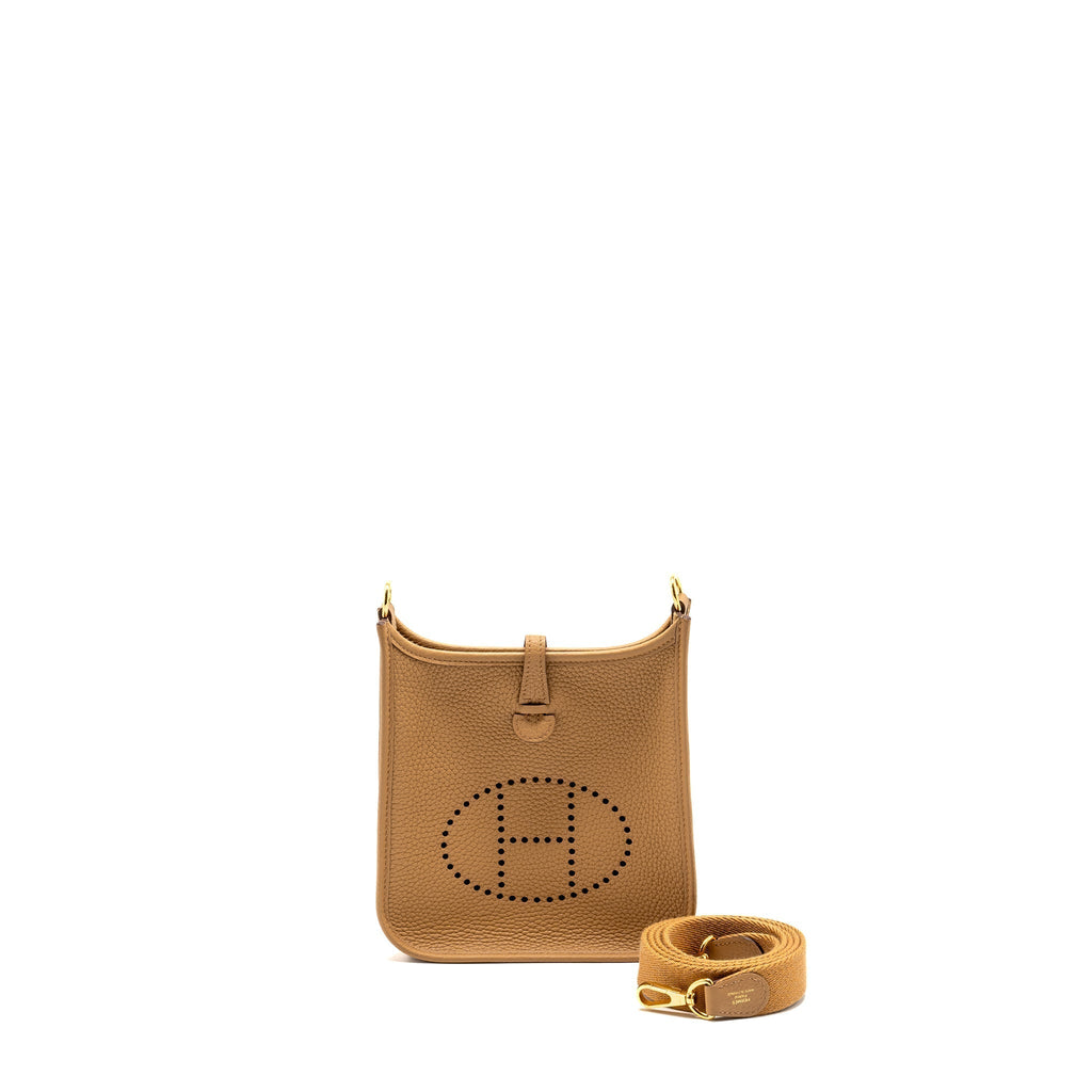 HERMES MINI EVELYNE CLEMENCE BISCUIT GHW
