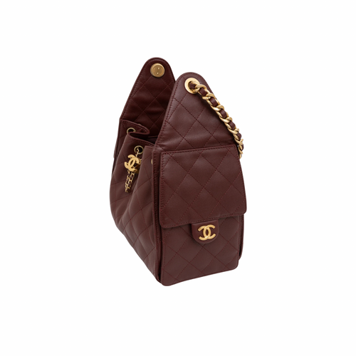 CHANEL 25 BURGUNDY HANDBAG GHW