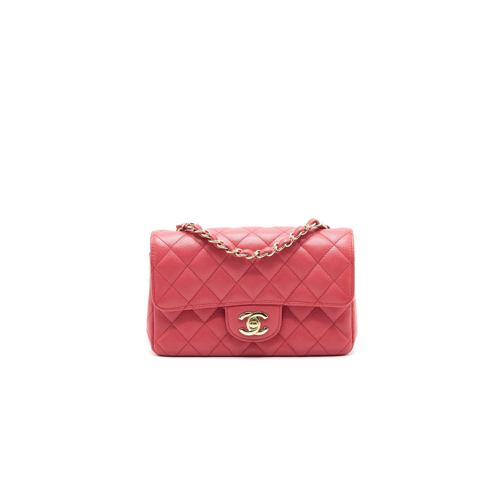CHANEL MINI RECTANGULAR CAVIER 17C CORAL PINK LGHW