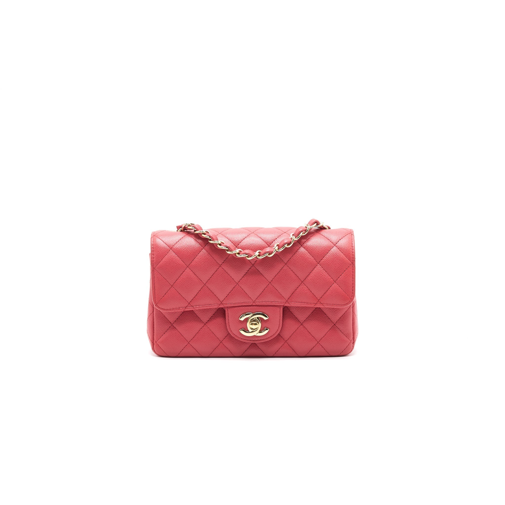 CHANEL MINI RECTANGULAR CAVIER 17C CORAL PINK LGHW