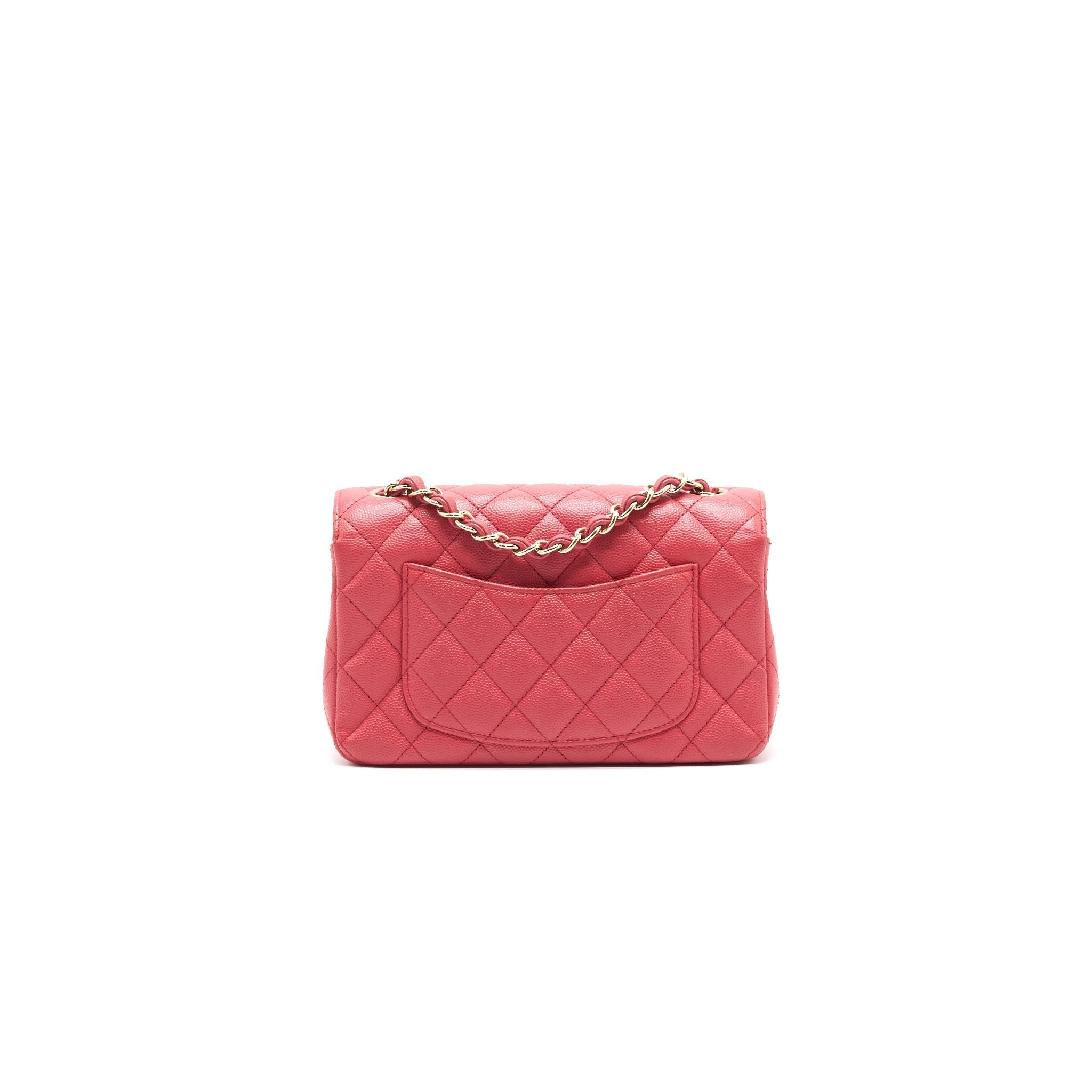 CHANEL MINI RECTANGULAR CAVIER 17C CORAL PINK LGHW