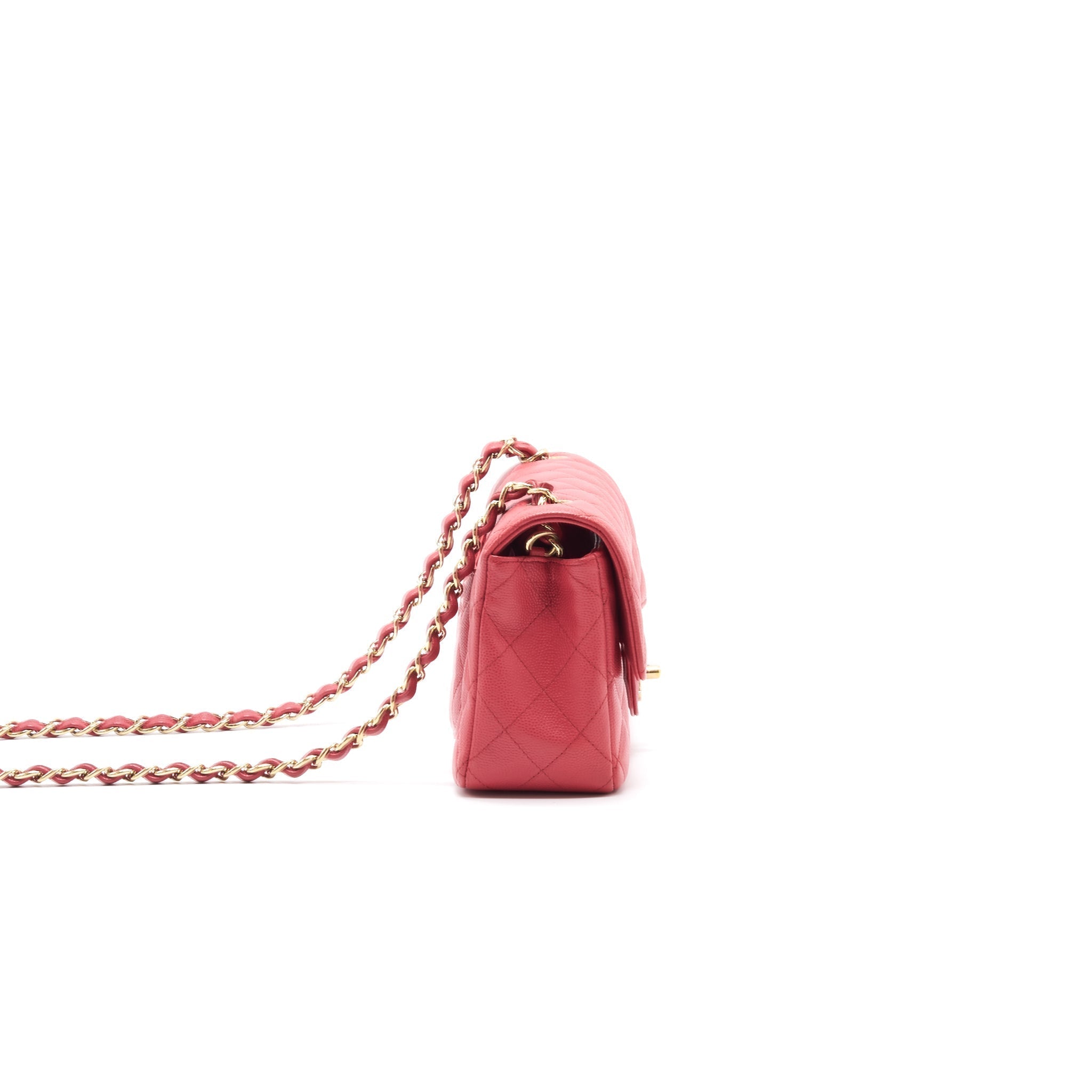 CHANEL MINI RECTANGULAR CAVIER 17C CORAL PINK LGHW