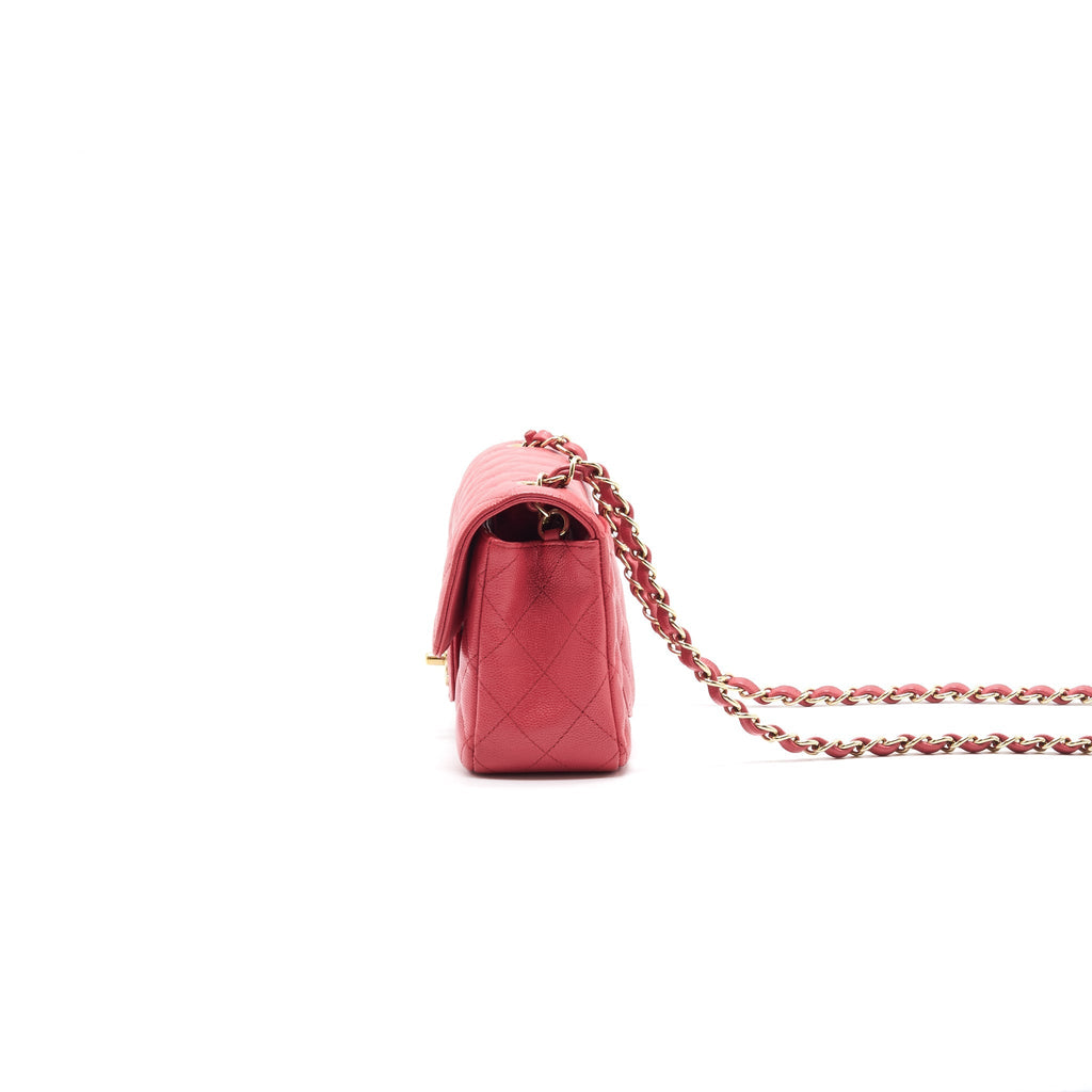 CHANEL MINI RECTANGULAR CAVIER 17C CORAL PINK LGHW