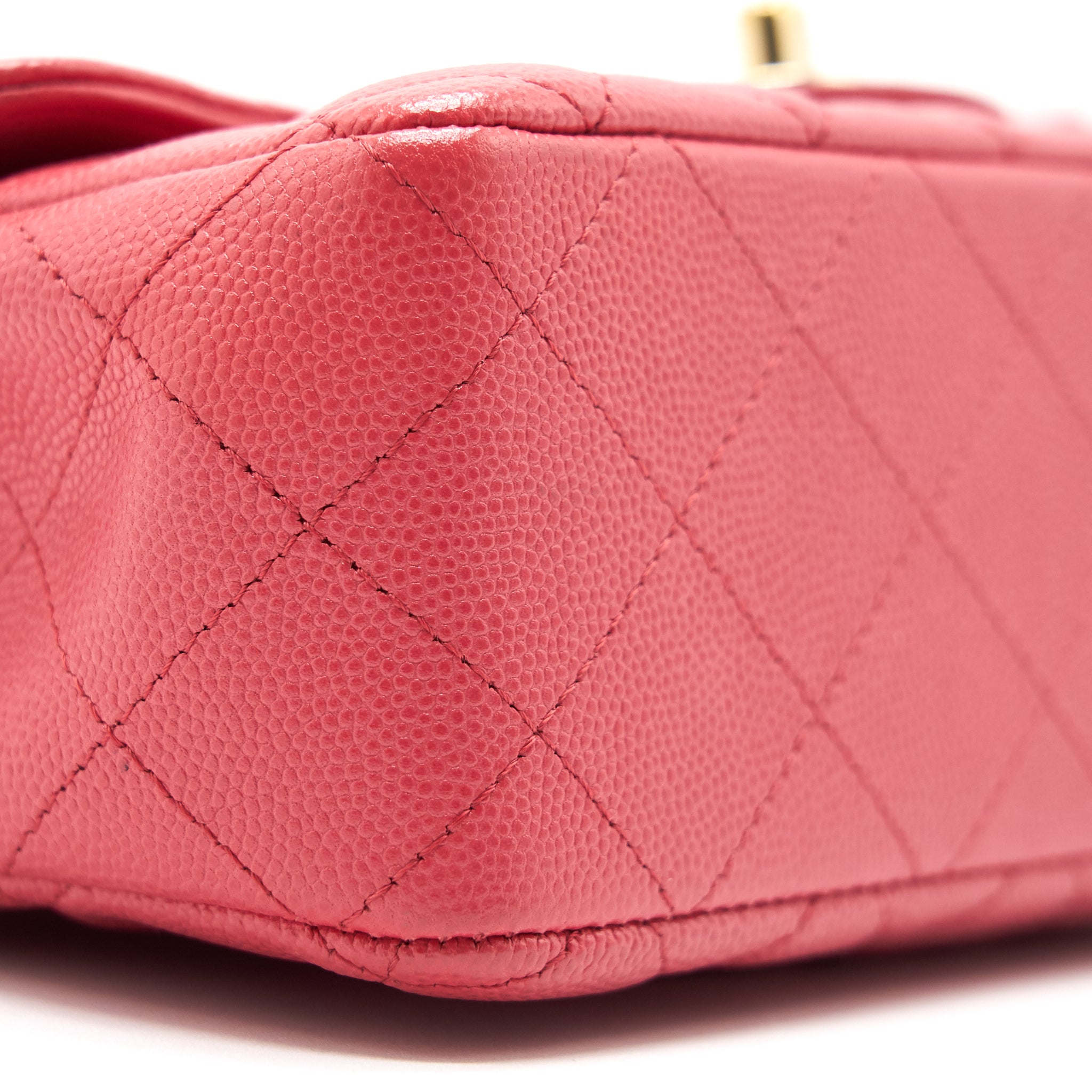 CHANEL MINI RECTANGULAR CAVIER 17C CORAL PINK LGHW
