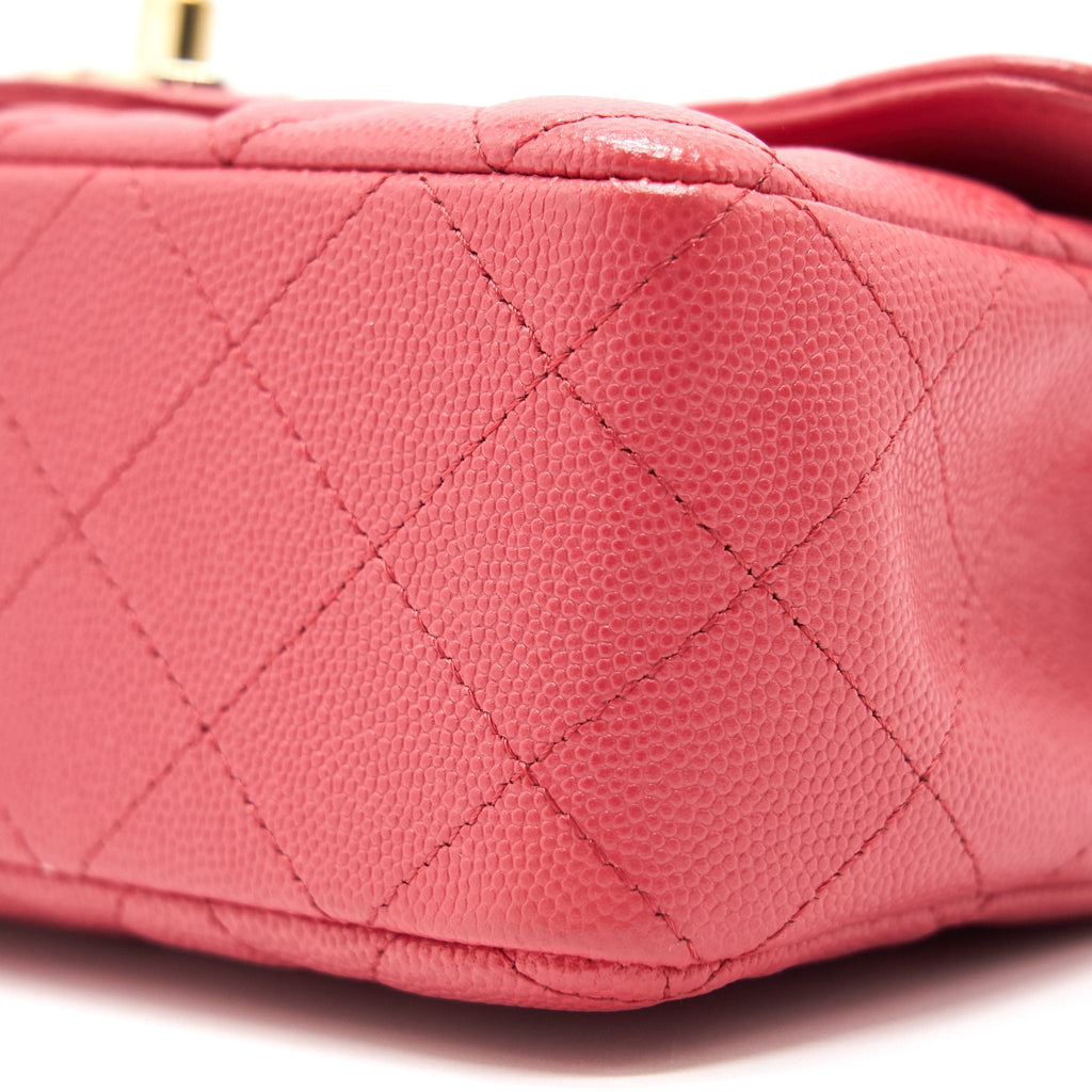 CHANEL MINI RECTANGULAR CAVIER 17C CORAL PINK LGHW
