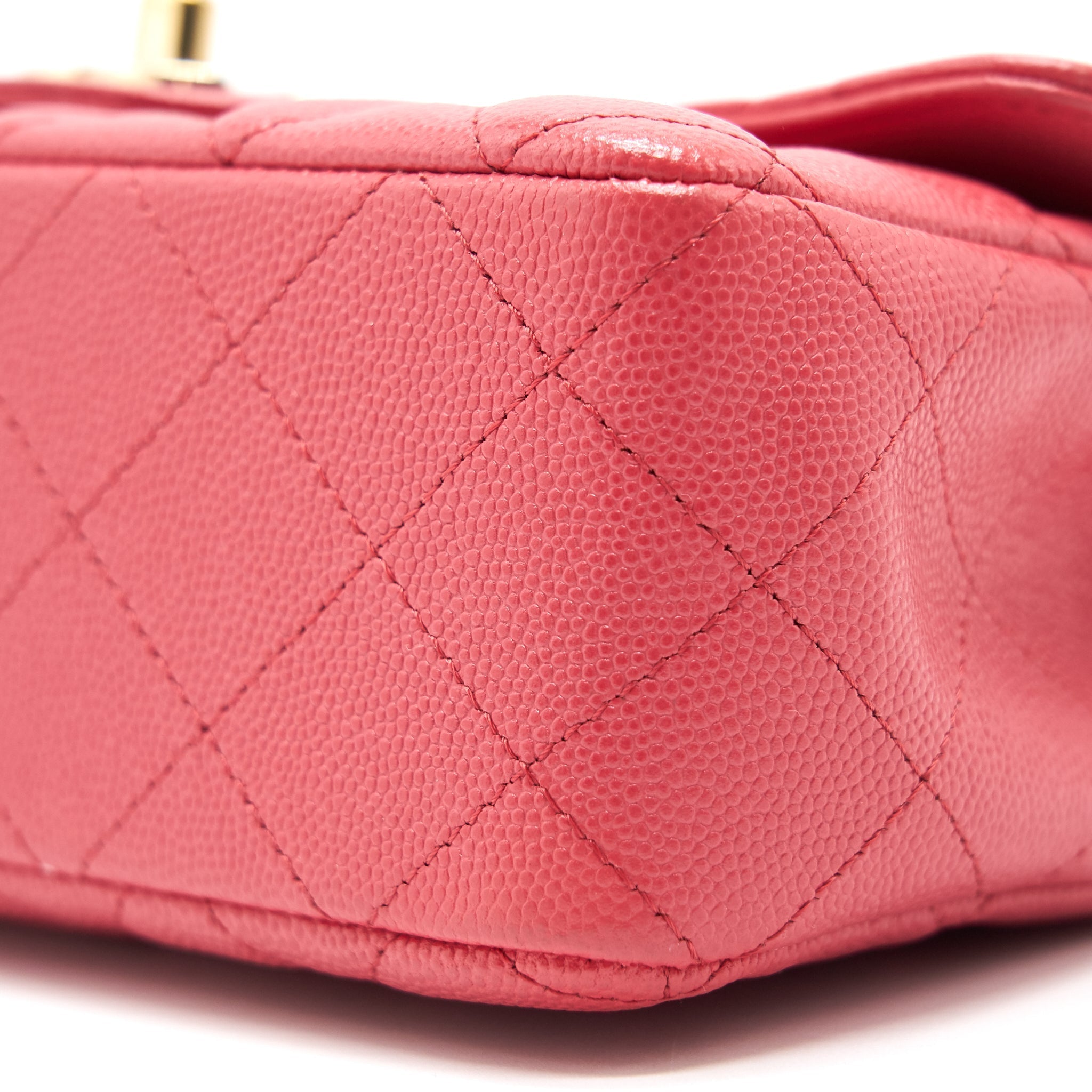 CHANEL MINI RECTANGULAR CAVIER 17C CORAL PINK LGHW