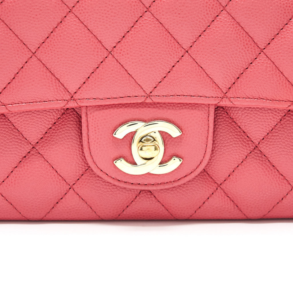 CHANEL MINI RECTANGULAR CAVIER 17C CORAL PINK LGHW