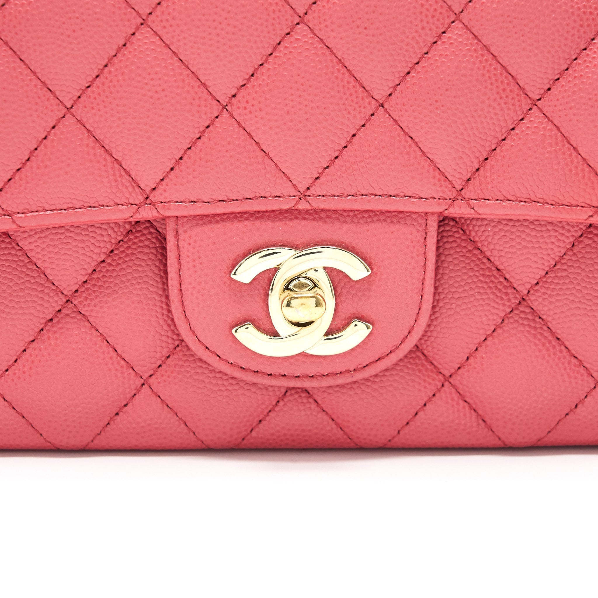 CHANEL MINI RECTANGULAR CAVIER 17C CORAL PINK LGHW
