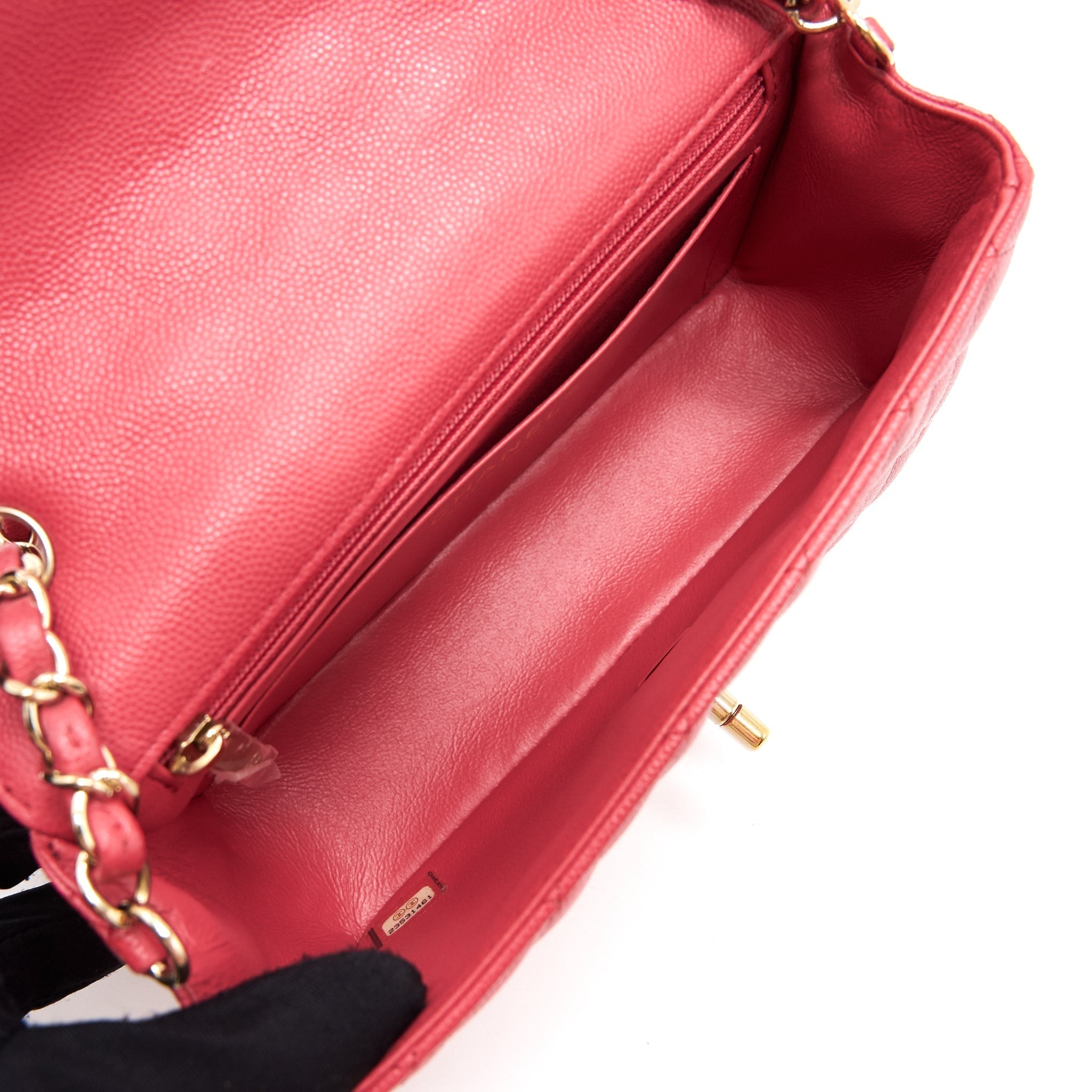 CHANEL MINI RECTANGULAR CAVIER 17C CORAL PINK LGHW