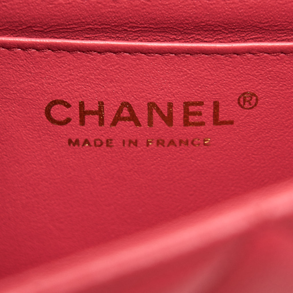 CHANEL MINI RECTANGULAR CAVIER 17C CORAL PINK LGHW