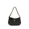 CHANEL 23K 19 HOBO SHOULDER BAG CALFSKIN BLACK GHW (MICROCHIP)