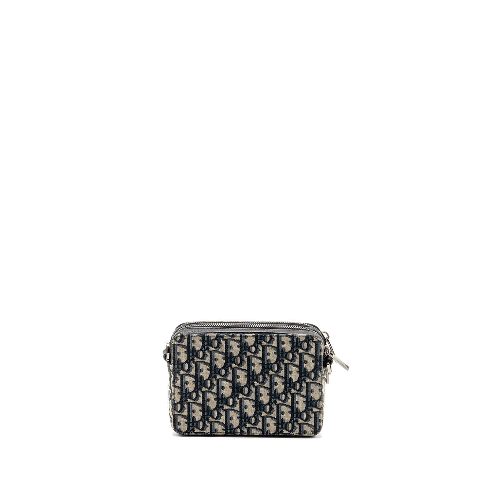 DIOR WALLET ON STRAP OBLIQUE JACQUARD CANVAS/LEATHER BLUE SHW