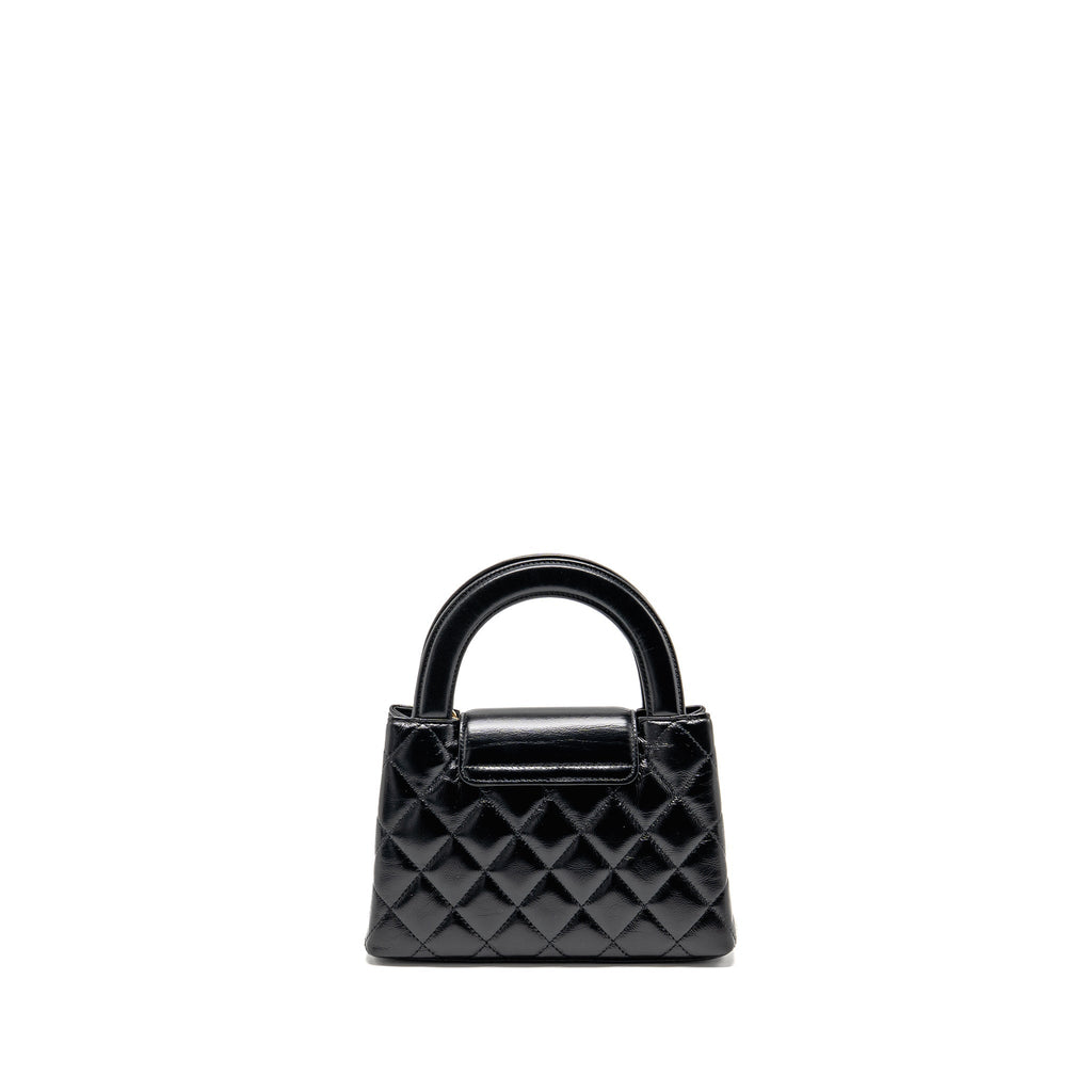 CHANEL MINI KELLY SHOPPING TOTE BAG CALFSKIN BLACK GHW (MICROCHIP)