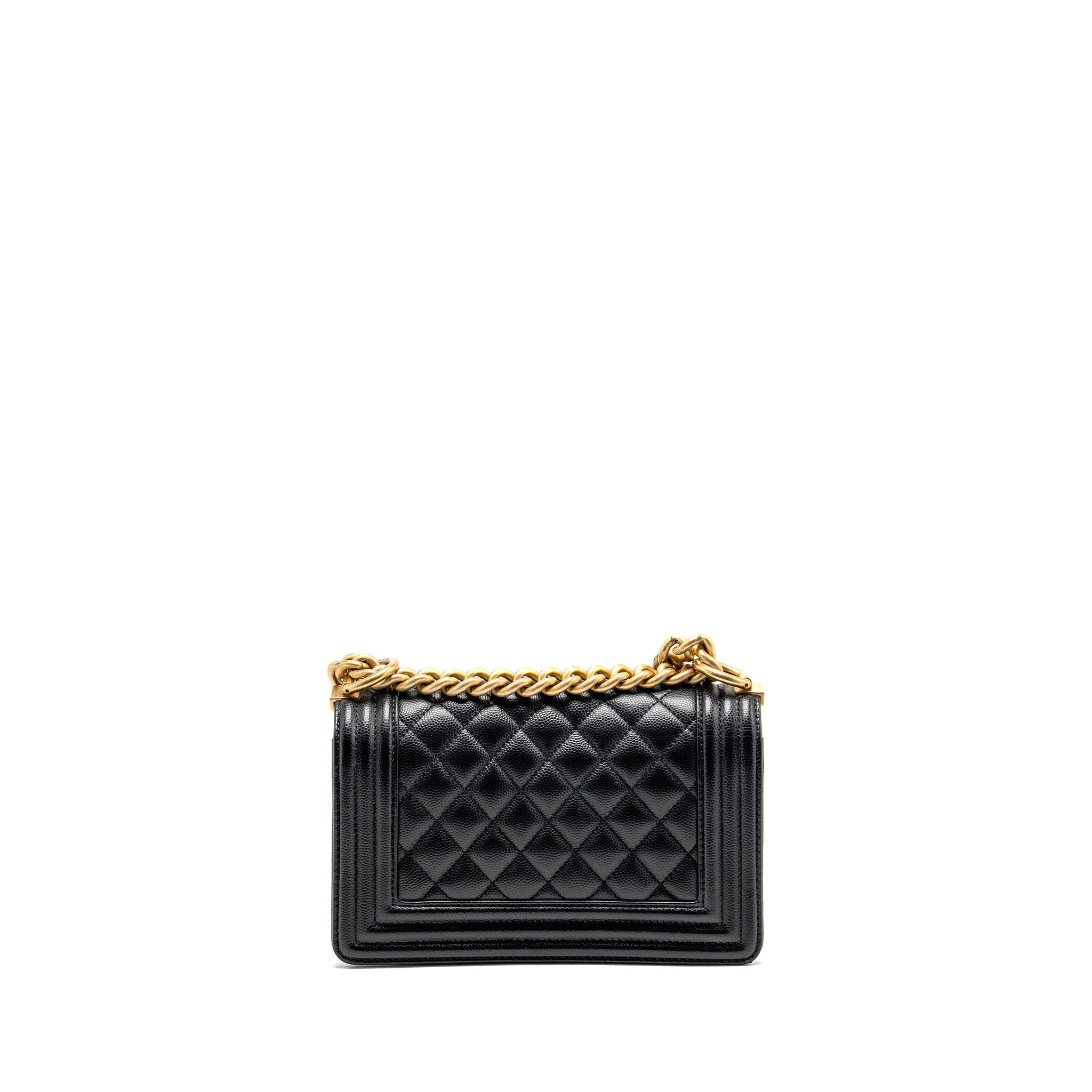 CHANEL SMALL BOY BAG CAVIAR BLACK GHW (MICROCHIP)