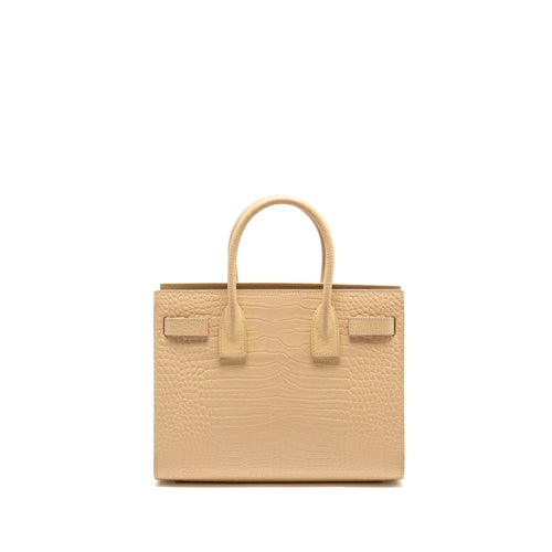 SAINT LAURENT SAC DE JOUR TOTE CROC EMBOSSED CALFSKIN BEIGE SHW