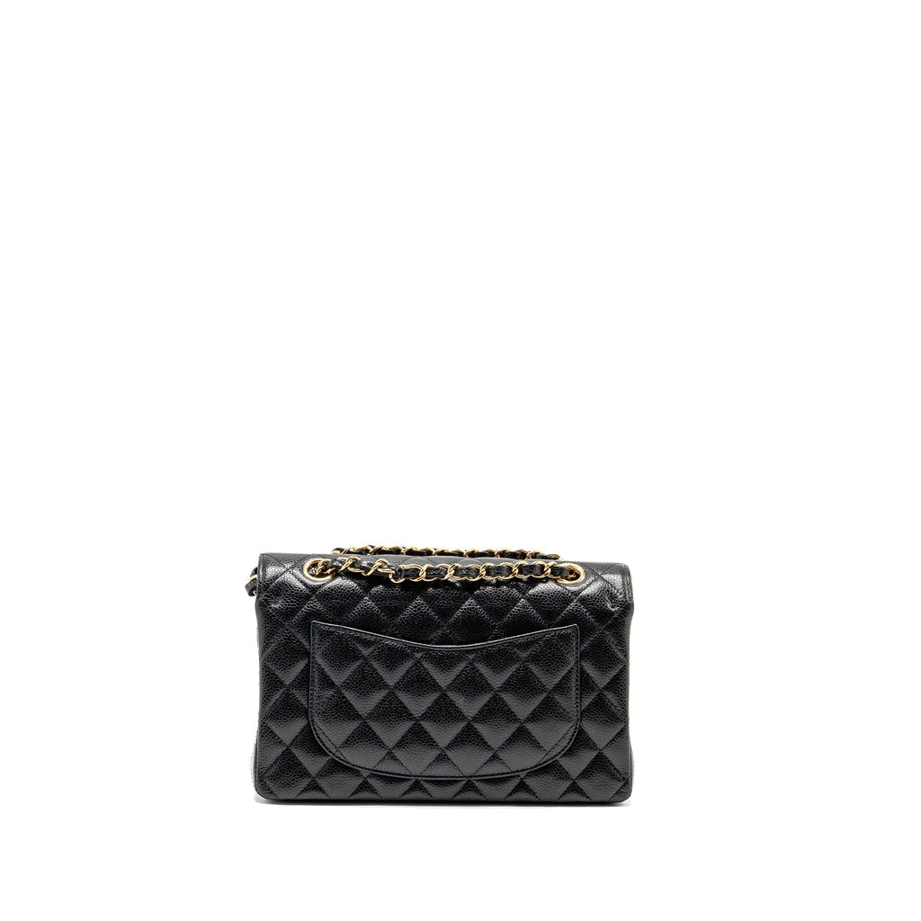 CHANEL SMALL CLASSIC DOUBLE FLAP BAG CAVIAR BLACK GHW (MICROCHIP)