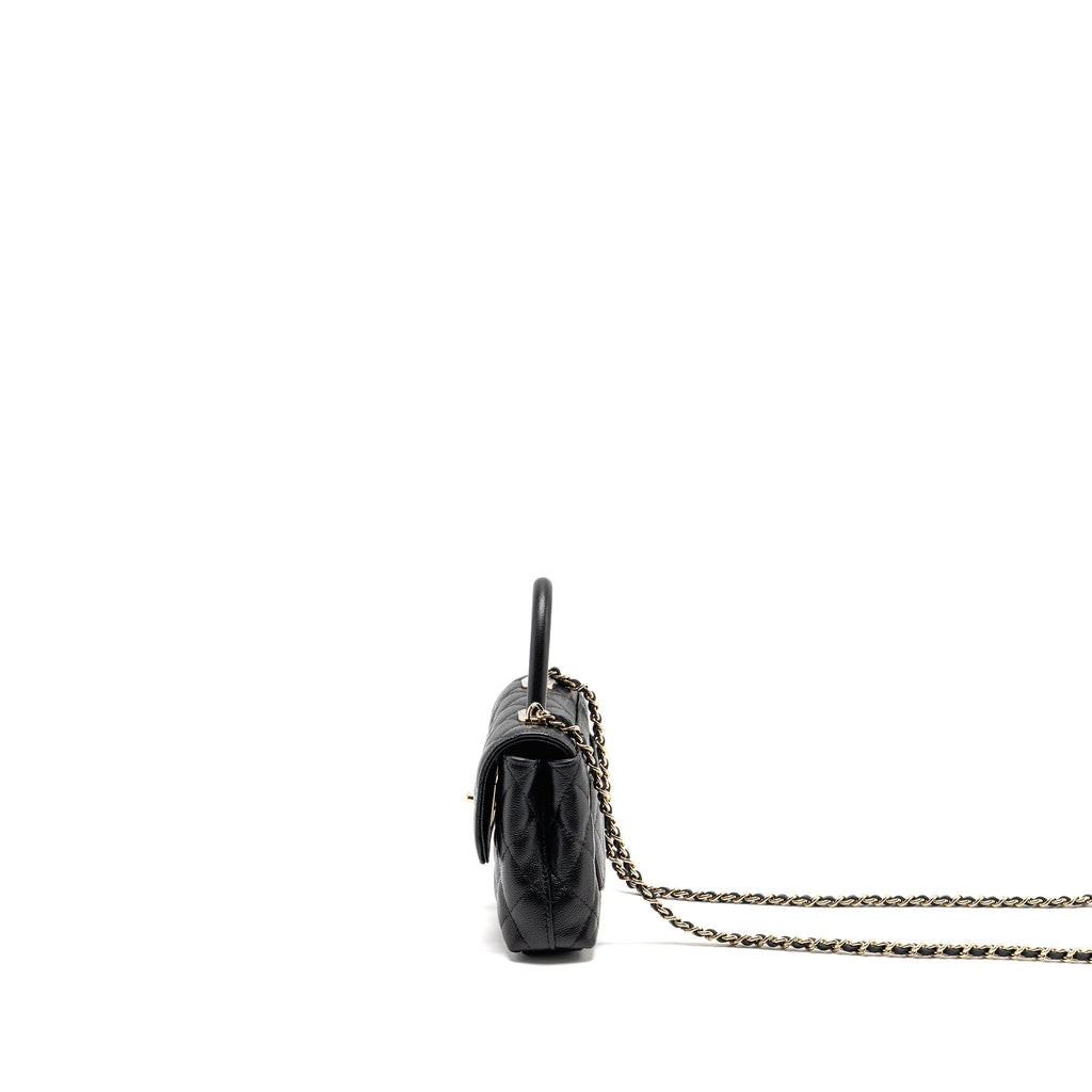 CHANEL COCO HANDLE MINI CLUTCH WITH CHAIN CAVIAR BLACK LGHW (MICROCHIP)