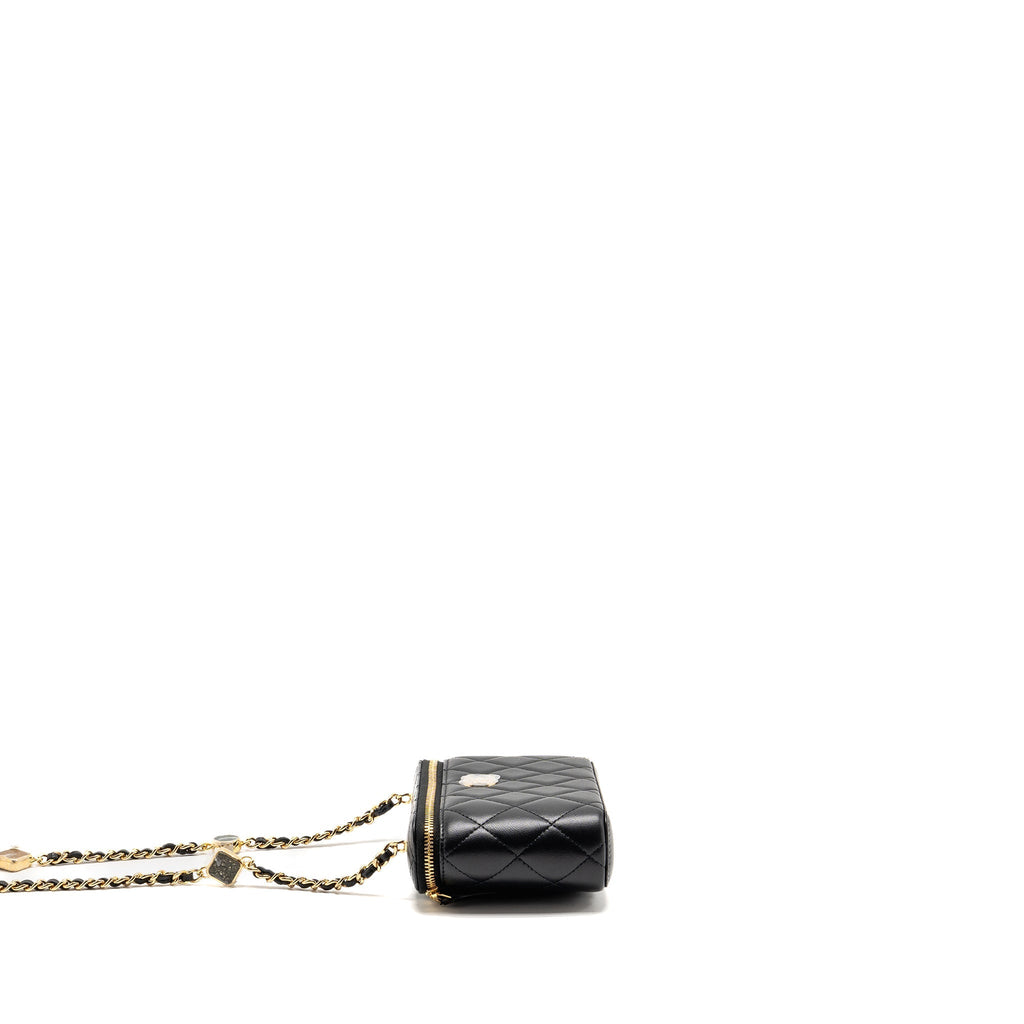 CHANEL SMALL VANITY CLUTCH WITH DETAIL CHAIN CAVIAR BLACK GHW (MICROCHIP)
