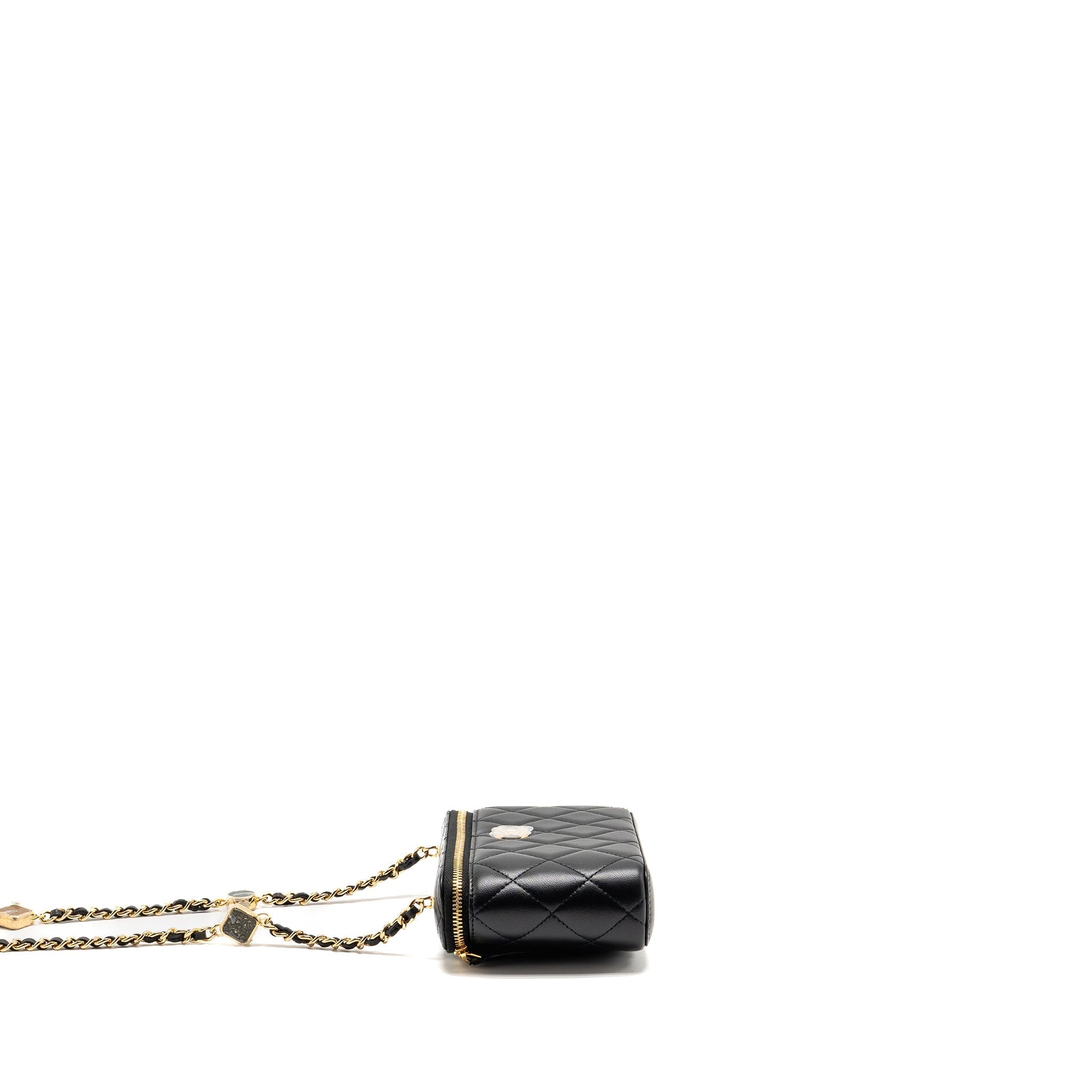 CHANEL SMALL VANITY CLUTCH WITH DETAIL CHAIN CAVIAR BLACK GHW (MICROCHIP)