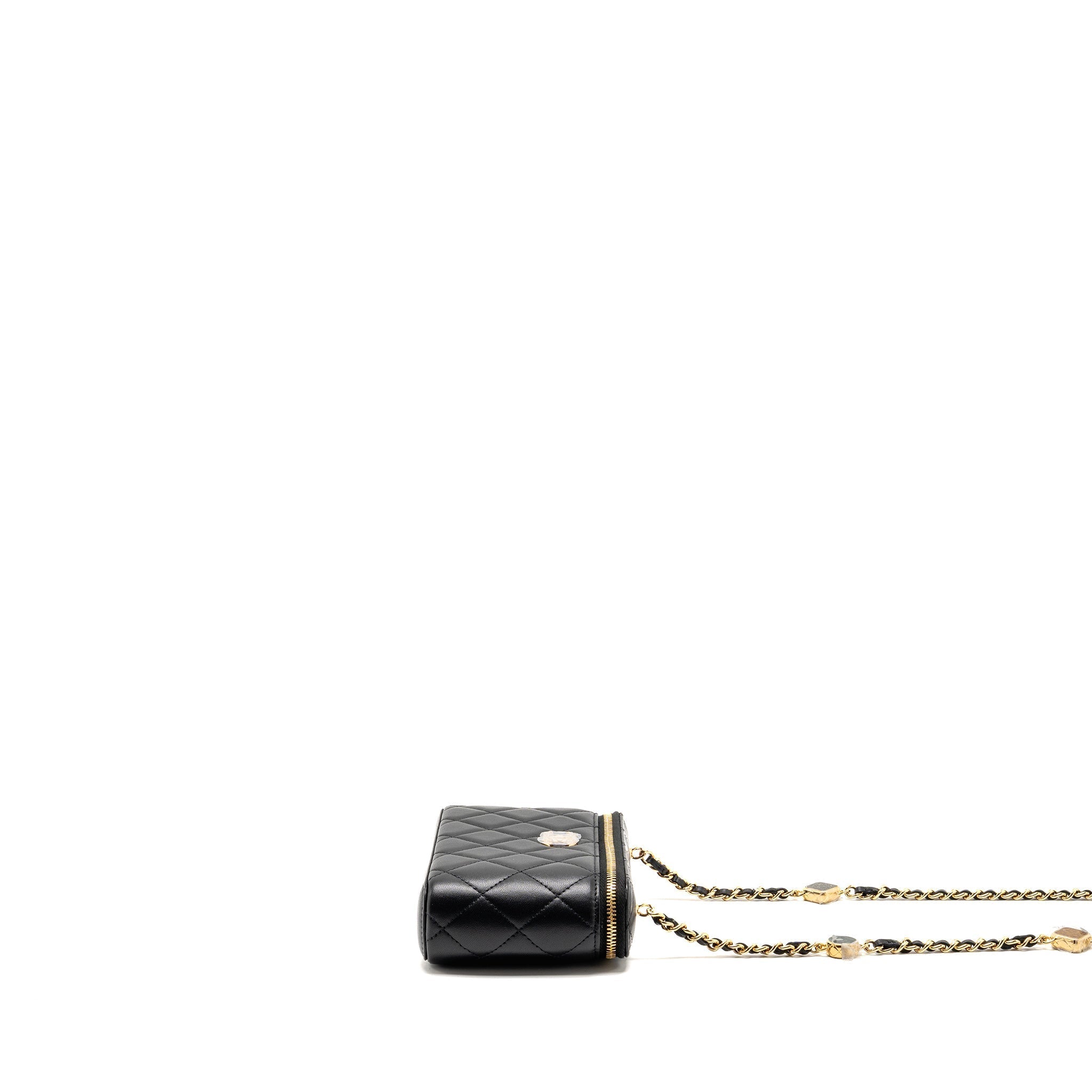 CHANEL SMALL VANITY CLUTCH WITH DETAIL CHAIN CAVIAR BLACK GHW (MICROCHIP)