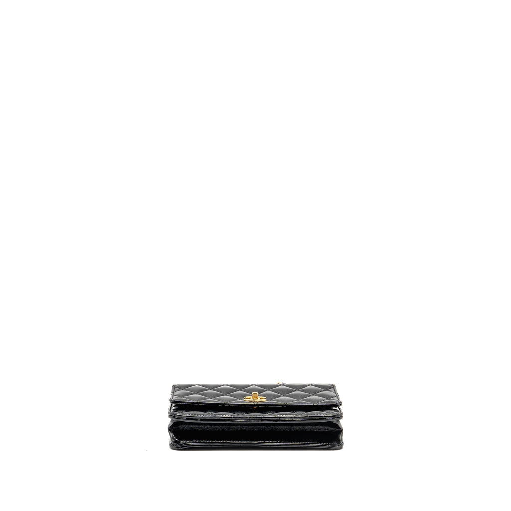 CHANEL 24A DETAILED CHAIN WALLET ON CHAIN SHINY CALFSKIN BLACK GHW (MICROCHIP）