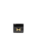 HERMES CONSTANCE COMPACT WALLET SHINY ALLIGATOR MISSISSIPPIENSIS BLACK GHW