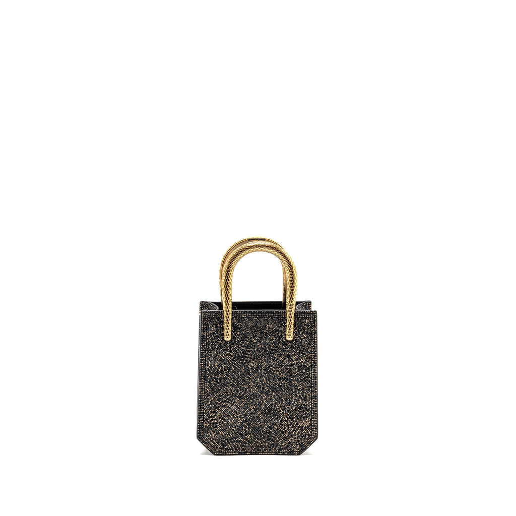 BVLGARI SERPENTINE MINI TOTE BAG CRYSTAL SPARKLE CALFSKIN ANTIQUE BRONZE/GOLD GHW
