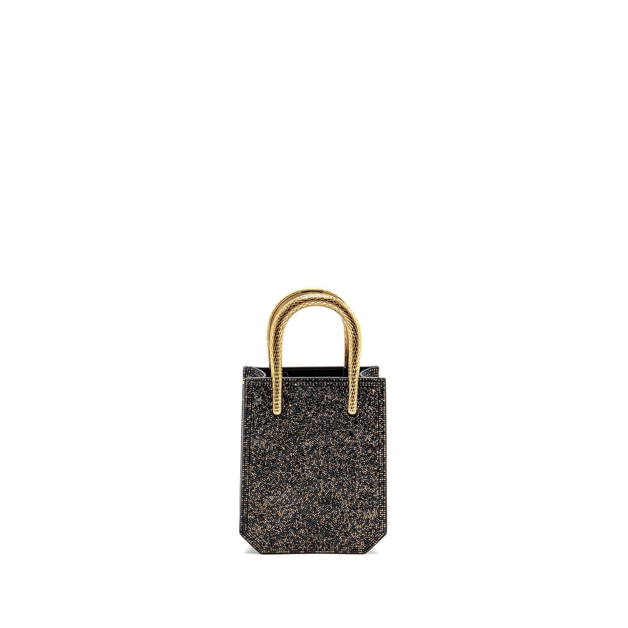 BVLGARI SERPENTINE MINI TOTE BAG CRYSTAL SPARKLE CALFSKIN ANTIQUE BRONZE/GOLD GHW
