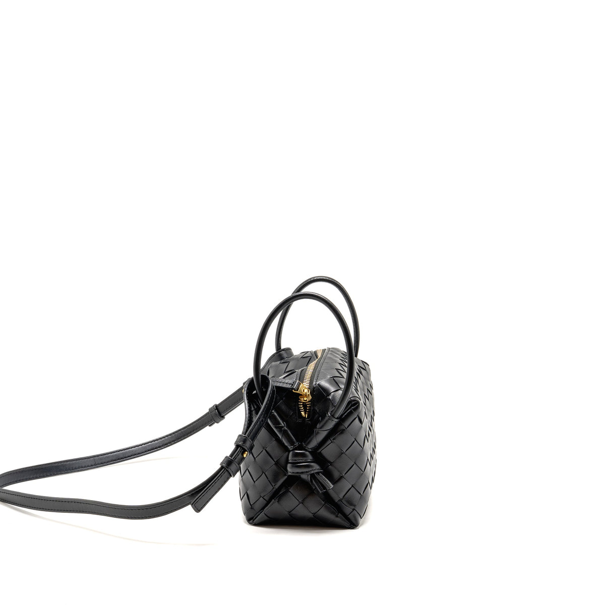 Bottega Veneta Top Handle Loop Bag Calfskin Black GHW