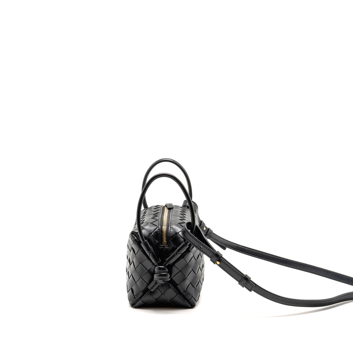 Bottega Veneta Top Handle Loop Bag Calfskin Black GHW