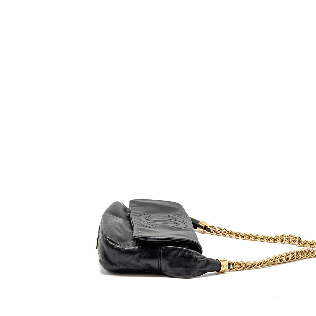 CHANEL RODEO DRIVE FLAP BAG CALFSKIN BLACK GHW
