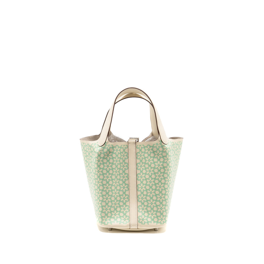 HERMES LUCKY DAISY PICOTIN 18 LOCK BAG SWIFT NATA/VERT/BLANC SHW