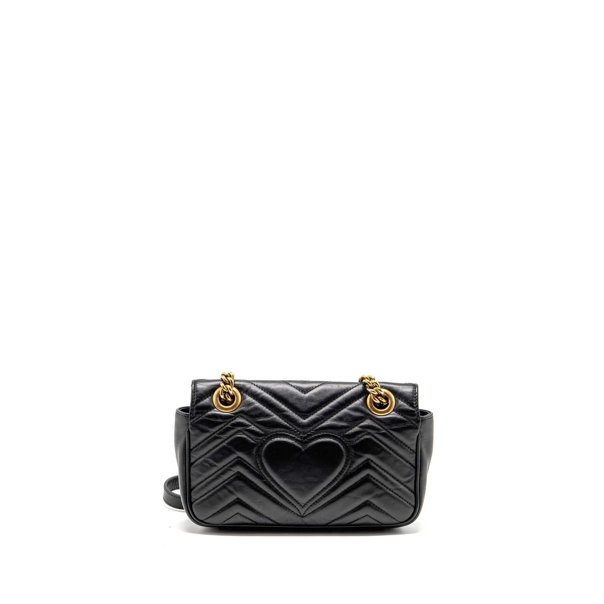 GUCCI SMALL GG MARMONT SHOULDER BAG CALFSKIN BLACK GHW