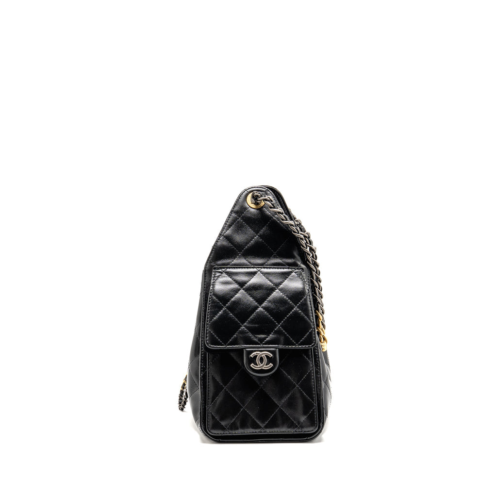 Chanel Small 25 Bag Aged Calfskin Black Multicolour Hardware (Microchip)