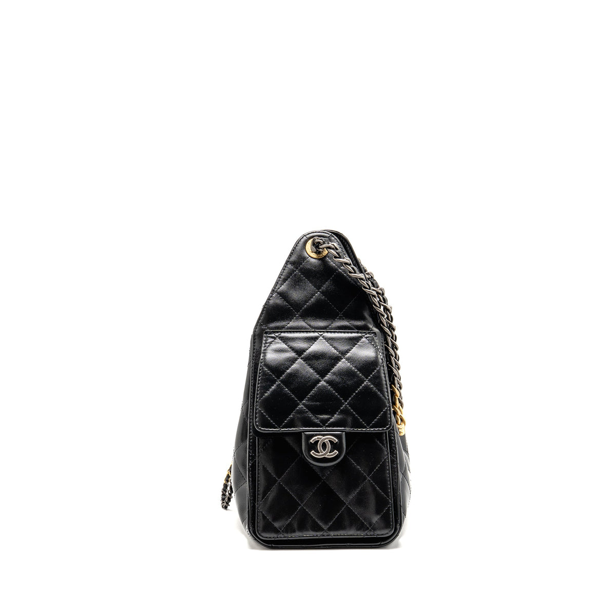 Chanel Small 25 Bag Aged Calfskin Black Multicolour Hardware (Microchip)
