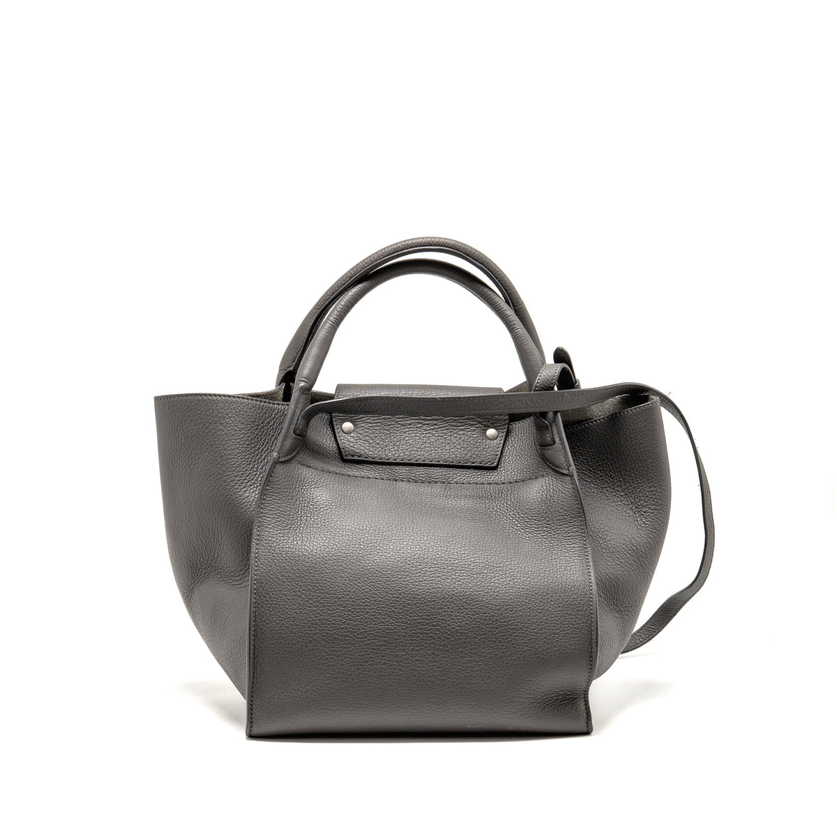Celine Small Big Bag with Long Strap Bag Supple Grained Calfskin Grey SHW
