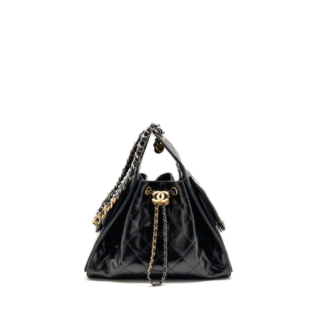 Chanel Small 25 Bag Aged Calfskin Black Multicolour Hardware (Microchip)