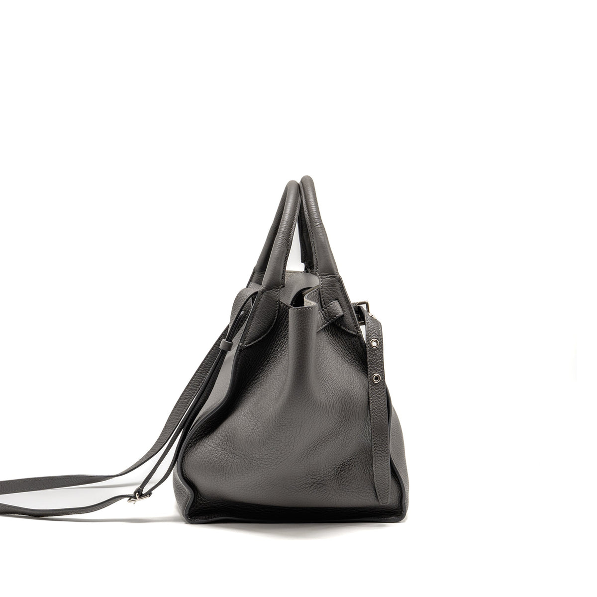 Celine Small Big Bag with Long Strap Bag Supple Grained Calfskin Grey SHW