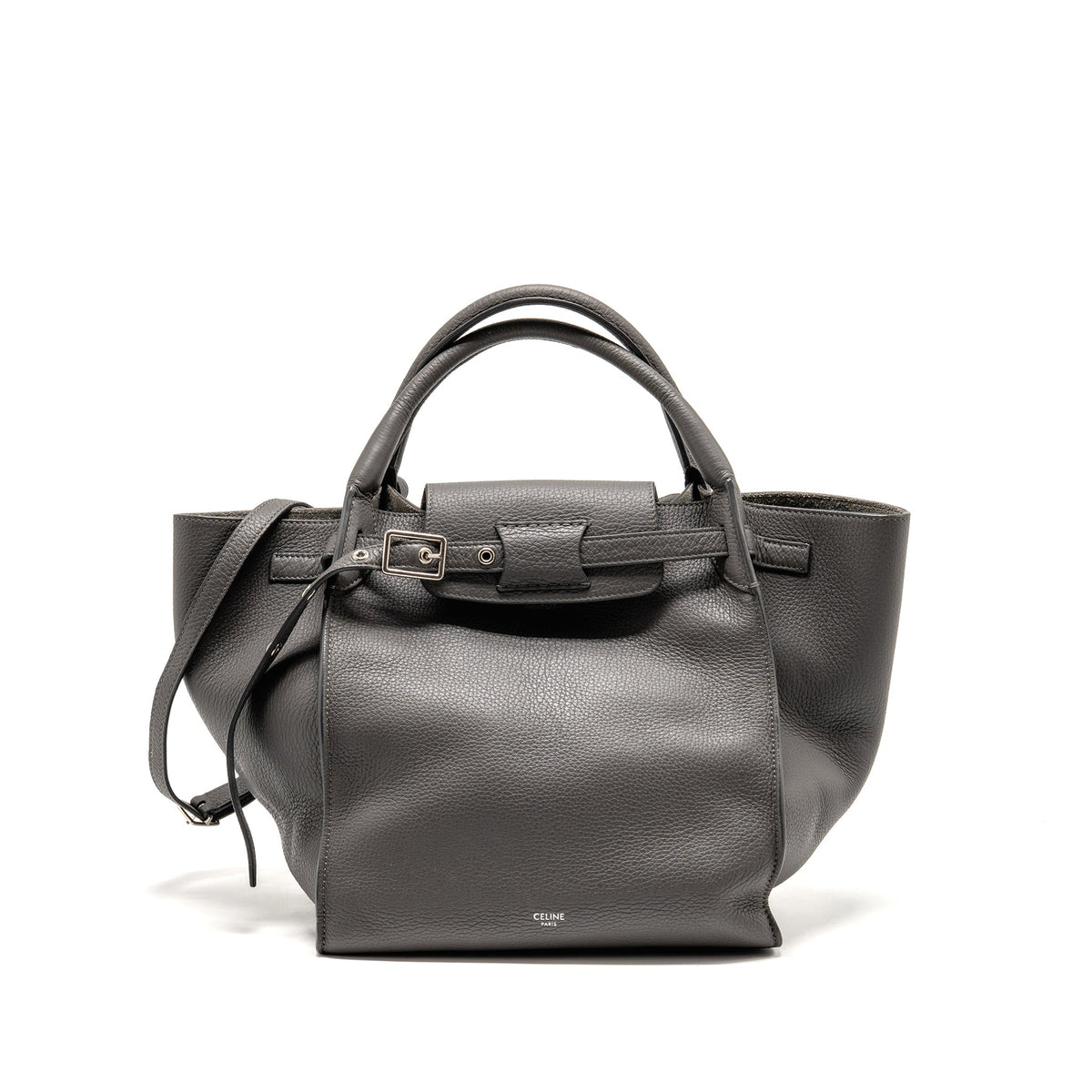 Celine Small Big Bag with Long Strap Bag Supple Grained Calfskin Grey SHW