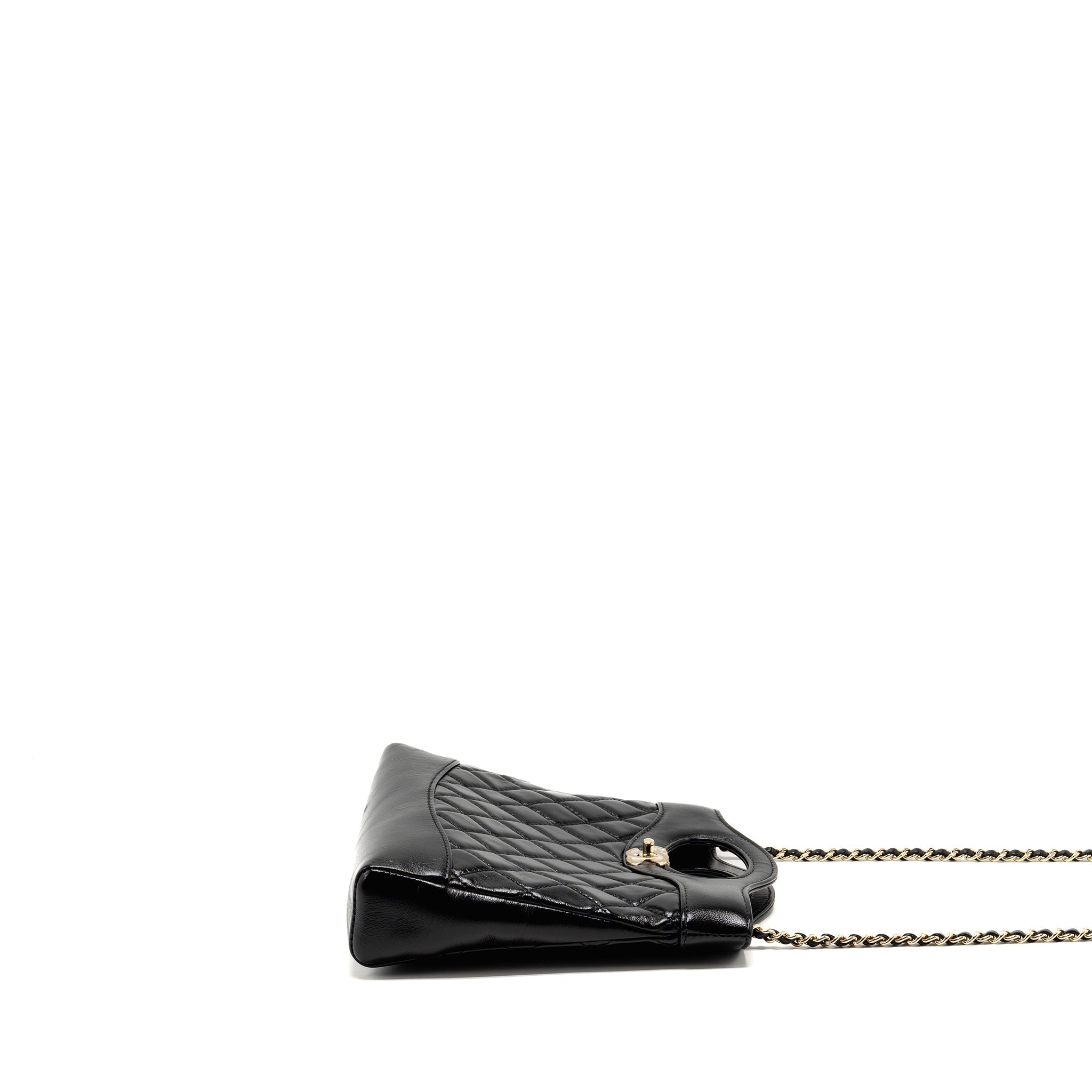 CHANEL MINI 31 BAG SHINY LAMBSKIN BLACK LGHW (MICROCHIP)