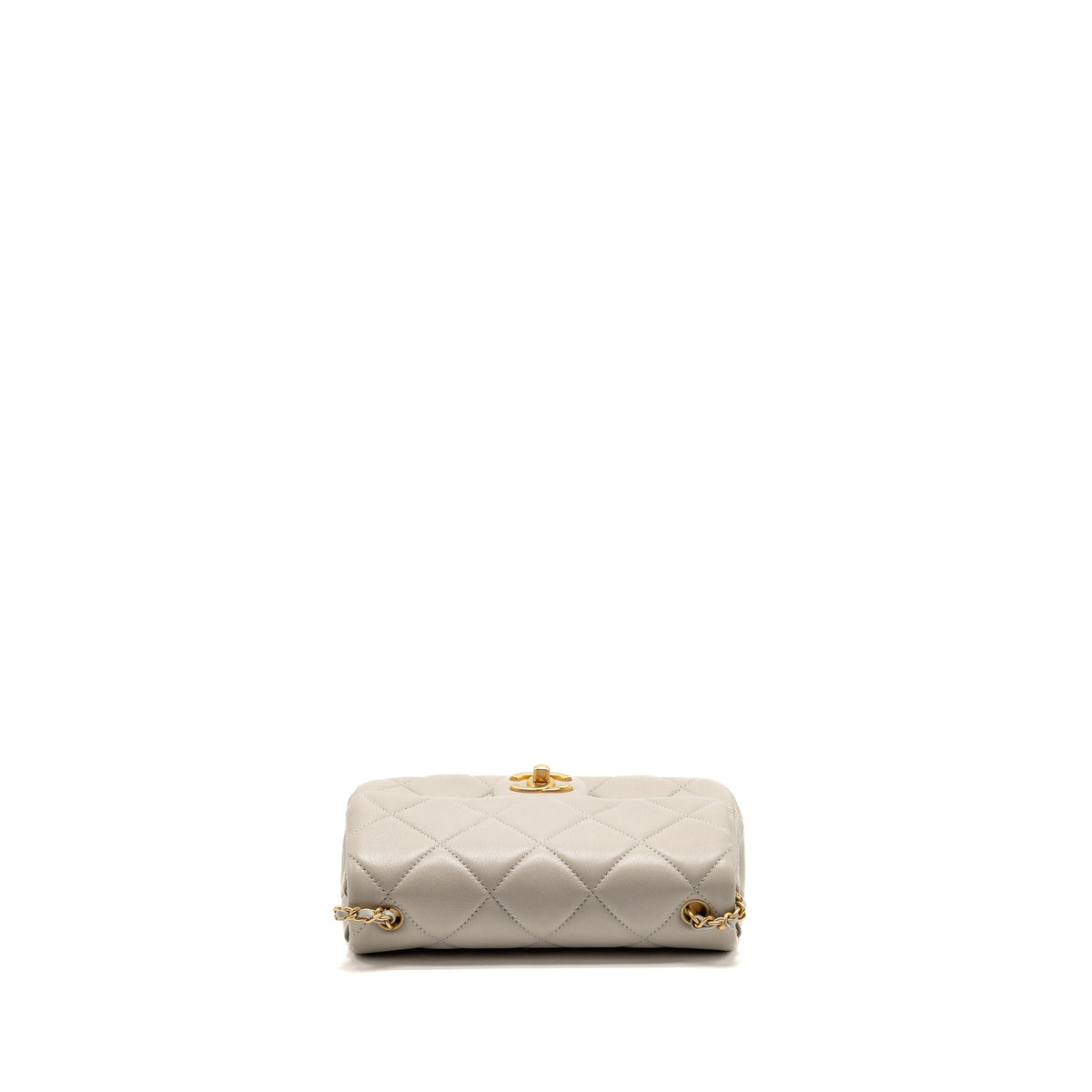 Chanel 24s pearl adjustable chain rectangular flap bag lambskin light grey GHW (microchip)