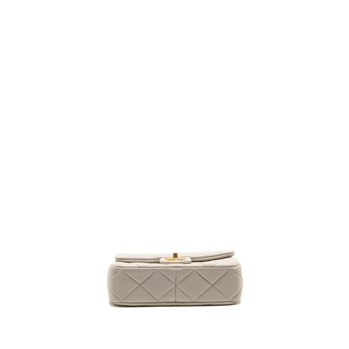 Chanel 24s pearl adjustable chain rectangular flap bag lambskin light grey GHW (microchip)